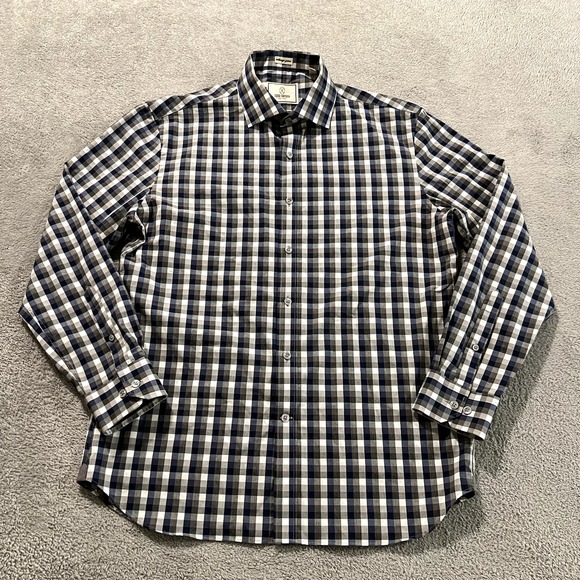Todd Snyder Shirt Mens 16 32/33 Blue Gray White Long Sleeve Plaid Dress Preppy - Picture 1 of 13
